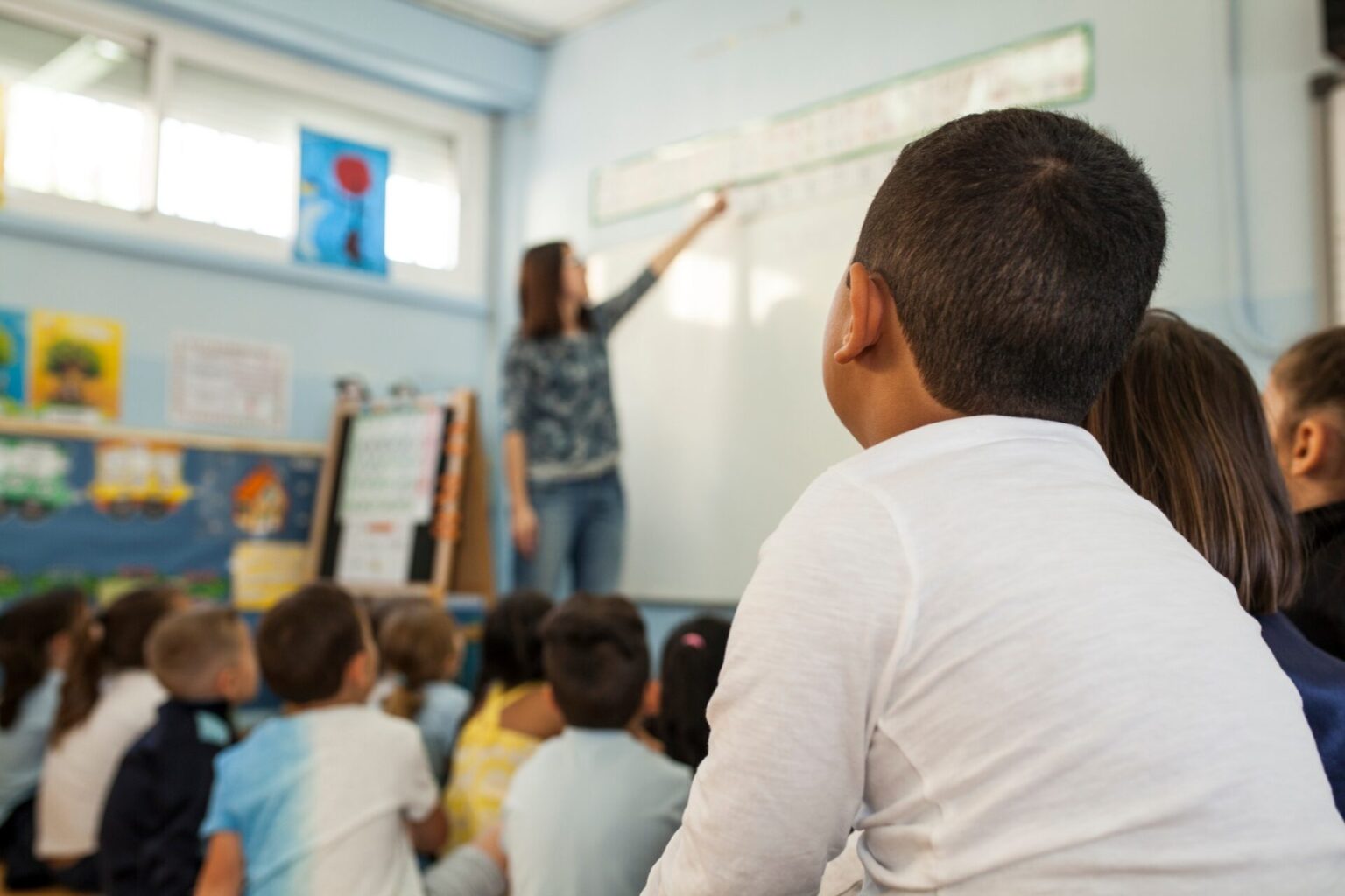 school children listening